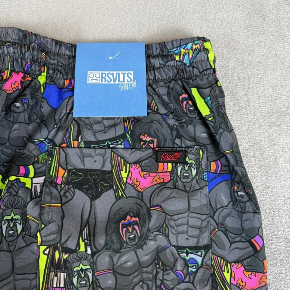 RSVLTS x Spirit of The Ultimate Warrior Swim Shorts Mens Small Gray $70 WWE NWT